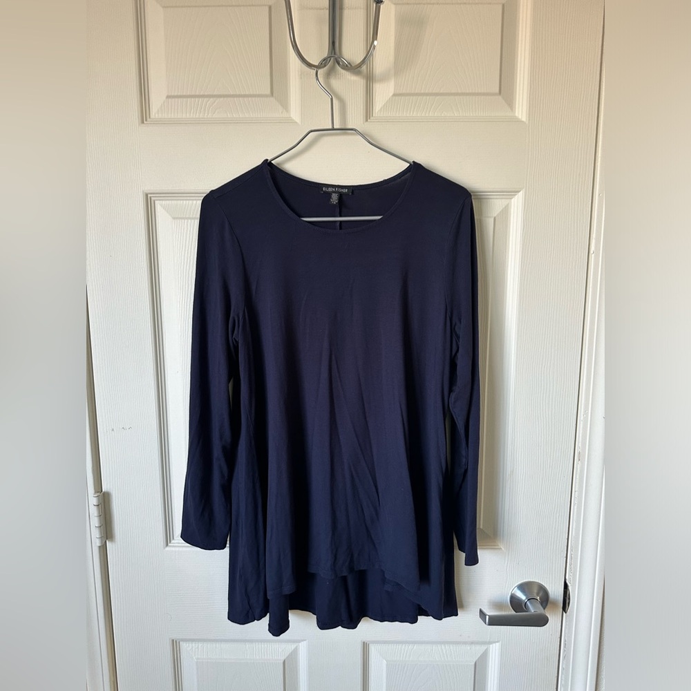 EILEEN FISHER Navy Blue Large Long Sleeve Top.